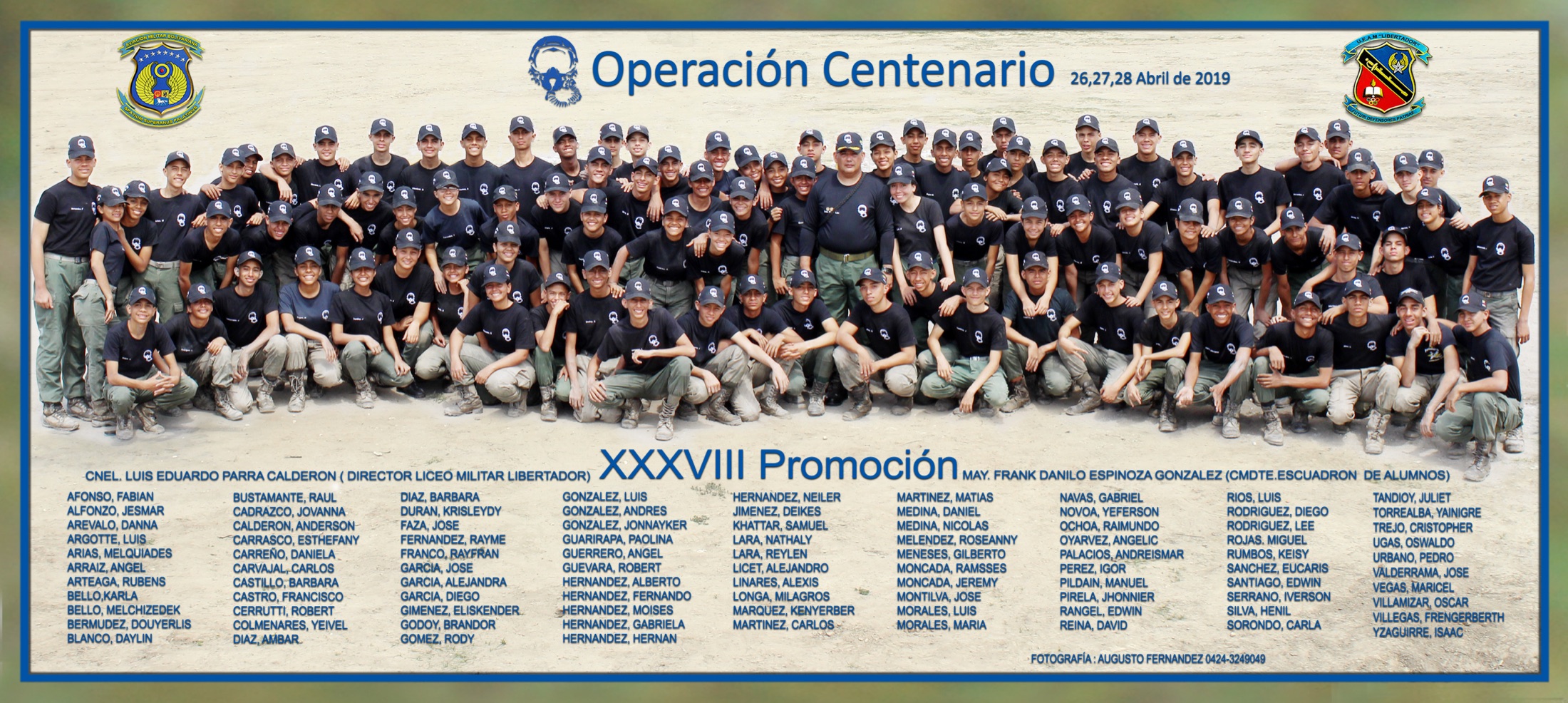 Orla de la XXXVIII Promoción, Operación Centenario, abril 2019